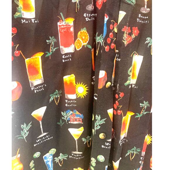 Vintage Weekender Traveler Hawaiian Shirt Large Black Cocktails USA Fun Mens - Picture 4 of 6